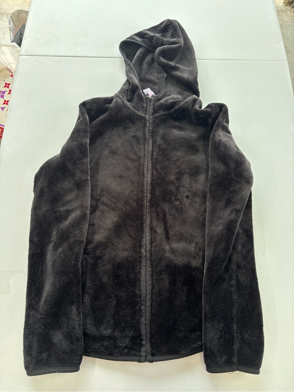 No Boundaries Black Plush Hooded Zip-Up Jacket